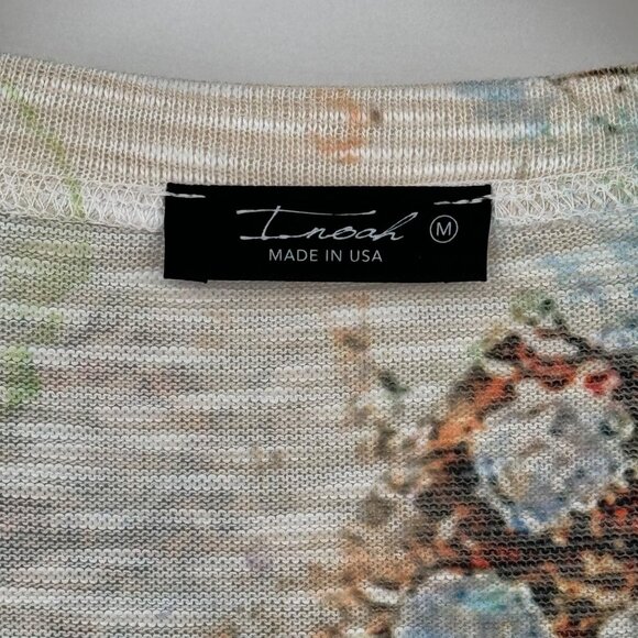 Inoah Women's size Medium Tunic Top art to wear 1/2 sleeve knit rayon blend - Picture 2 of 10